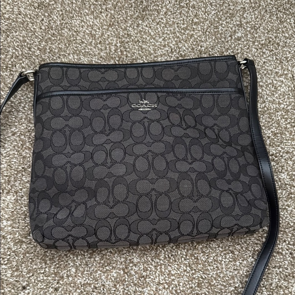 Coach Black Messenger Bag with Signature Monogram